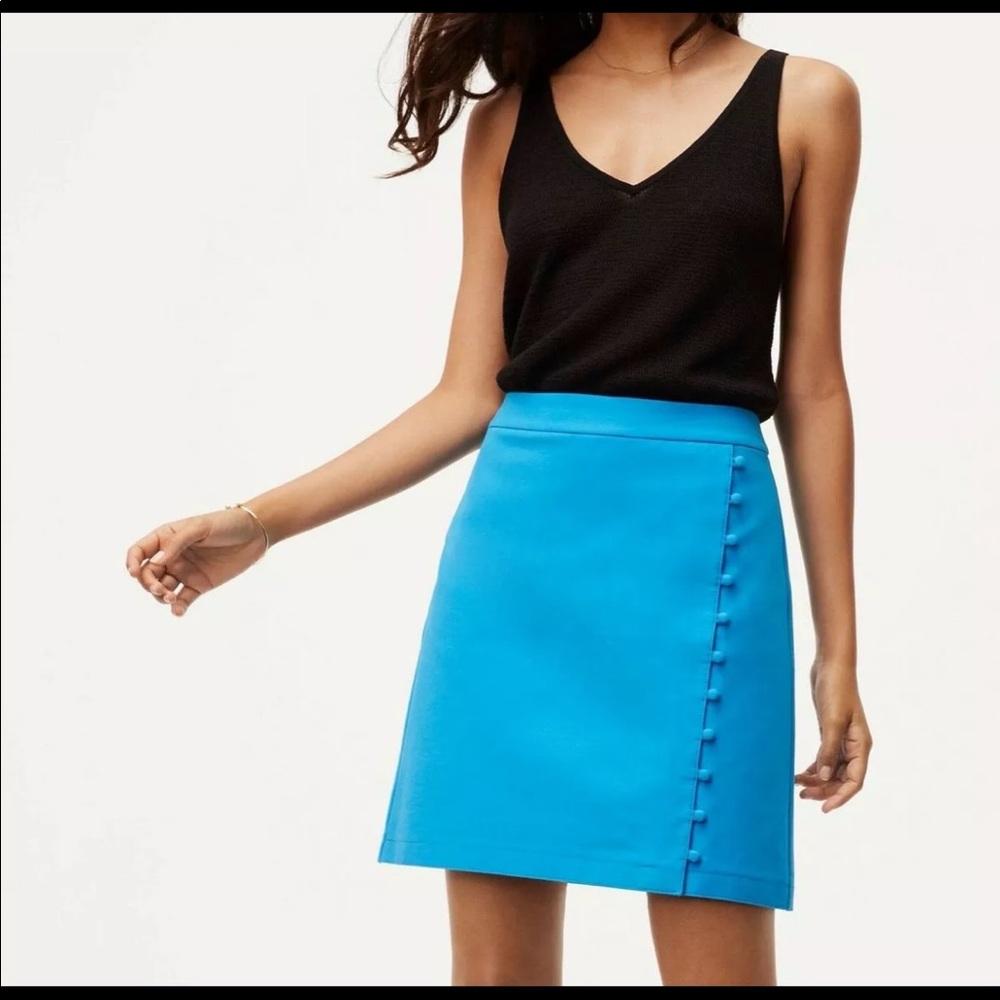 LOFT Petites Button Trim Wrap Skirt 00P